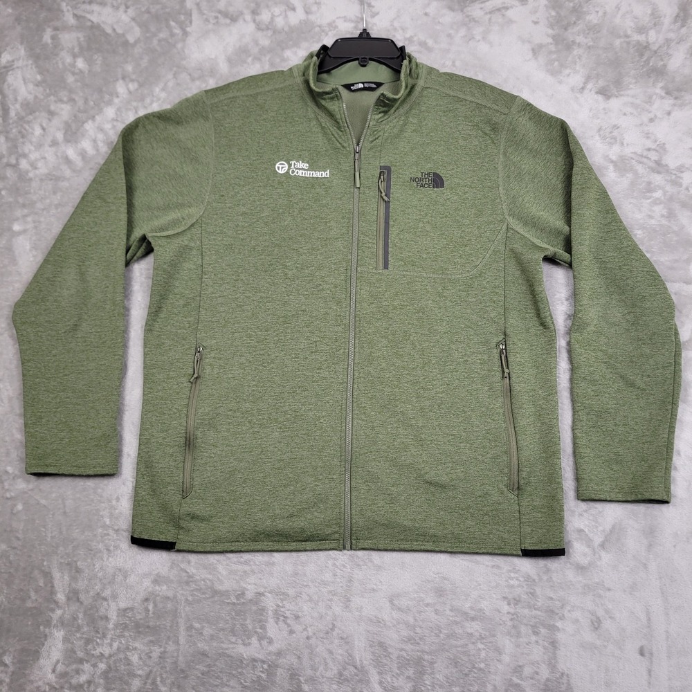 The North Face Full Zip Fleece Mens XL Olive Green Zipper Pockets Outdoor Jacket - Picture 1 of 8